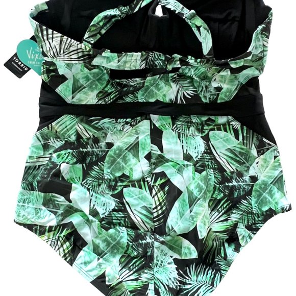 ๐ Plus Size 0X,1X,2X,3X TORRID VIXEN SWIMSUIT PALM PRINT UNDERWIRE PUSH UP - Picture 2 of 5